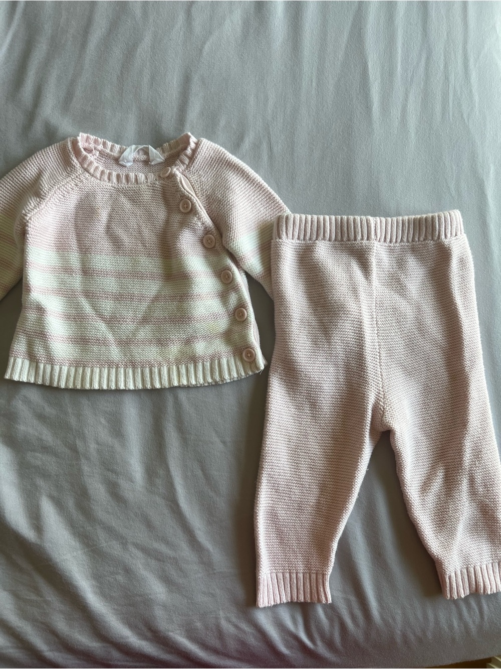 Knit baby girl matching top and bottom set